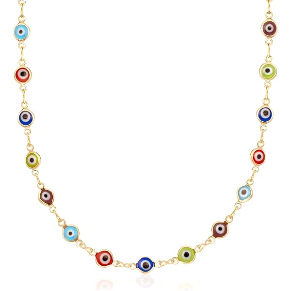 Amazon | 18 KゴールドメッキマルチカラークリスタルEvil Eye