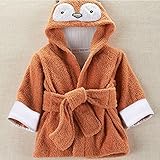 JUSH ベビーバスローブ アニマル おくるみ お風呂上がり タオル地 出産祝い ギフト (0～１歳, リス)