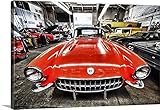 スコット・Stulbergプレミアムthick-wrapキャンバス壁アート印刷クラシックレッドCorvetteというタイトルのA Car Repair Shop 48" x 32" 2075736_2