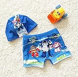 ツバメ--屋 男の子/女の子 キッズ水着 子供水着 スクール水着 スイムウエア UVカット キャップ付 (Ｌ(4-6歳）)