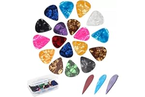 21 Packs Guitar Picks With Organizer Box Bass Picks Thin, Medium & Heavy 3 Different Thickness For Electric Acoustic Guitars Ukulele Bass, Guitar Gifts For Men Women Players
