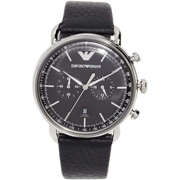 Emporio Armani Men's Black Leather Meccanico Analogue Watch, 43mm