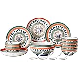 ディナープレート、食器/プレート/ボウルセット、18個の磁器食器セット、アメリカンマルチカラーディナーディッシュセット、オーブンと食器洗い機の金庫、6人分のサービス