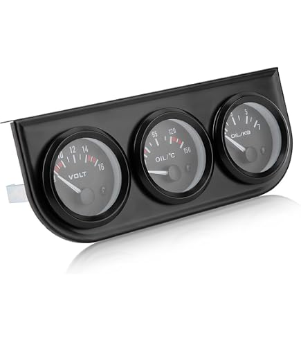 Amazon | 3 in 1 油圧計 水温ゲージ 電圧計 3連メーター 52mm 電子