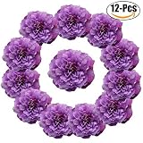 フラワーヘッド、funpa 12個装飾花Big Peony Flower withoutステム人工花のバックドロップ装飾 One Size パープル DU16A8FPK18O8DQ307ES5L