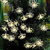 Lixada Outdoor Garden Solar Powered 5.8M 20LED Warm White Lotus Flower Light Control String Fairy La