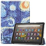 Thursday Fire HD 10 / Plus (2021年モデル) 互換品 [10.1インチ] ケース カバー PU レザー 手帳型 スタンド機能 マグネット内蔵 スターリーナイト