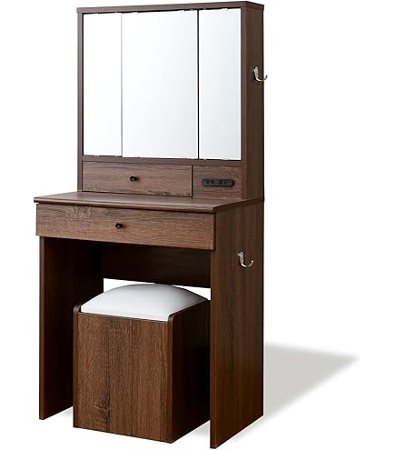 Amazon｜LIKIMIO ドレッサー コンパクト 幅62CM コンセント付き 3色LED