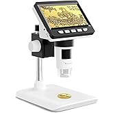 CIMELR デジタル 顕微鏡 4.3" コイン顕微鏡 50-1000倍 充電式USB 電子 拡大鏡 内視鏡 マイクロスコープ 8 LED PC接続可能 可能 Windows対応 USB顕微鏡 肌チェック/回路基板修理/生物観察/細かい部品チェック実