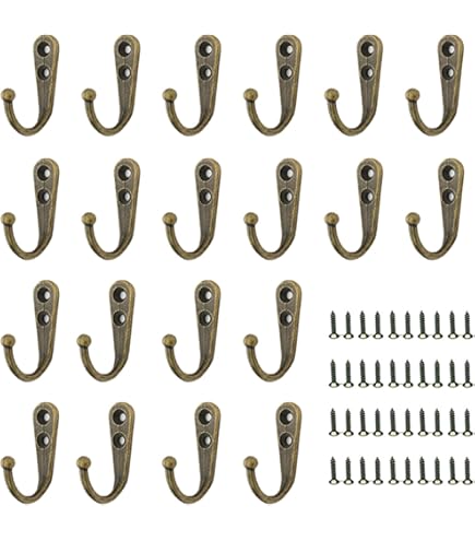 Amazon.co.jp: アンティーク調 壁フック 2つ穴 20個セット ブロンズ