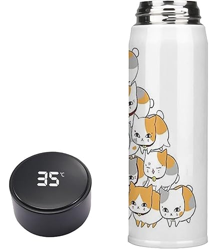 Amazon.co.jp: 夏目友人帳 水筒 カップ 温度表示 魔法瓶 ニャンコ先生