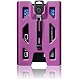 GOVO Badge Holder/Wallet - Heavy Duty Polycarbonate ID Credit Card Holder with Metal Clip & 4 Card Slots (Holds 1-4 Cards) (Purple)