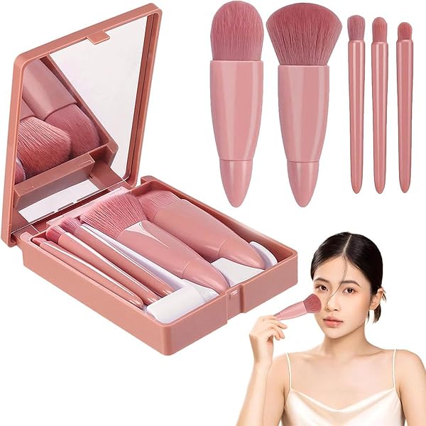 Amazon.co.jp: メイクブラシセット 鏡附【5本セット】メイクブラシ