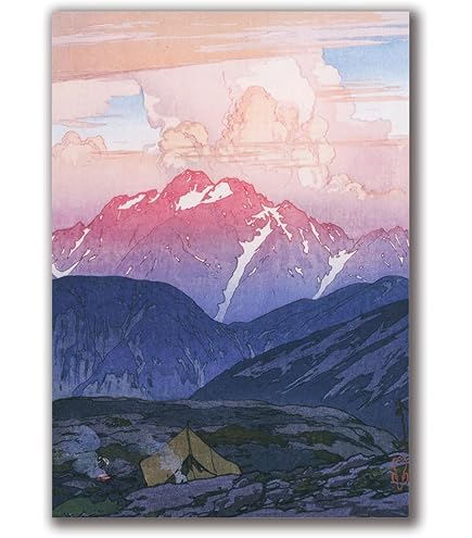 吉田博、露営　北岳間の岳、希少な額装用画集より、新品高級額装付 Amazon.co.jp: 吉田博よしだ ひろし浮世絵『駒ヶ岳山頂より