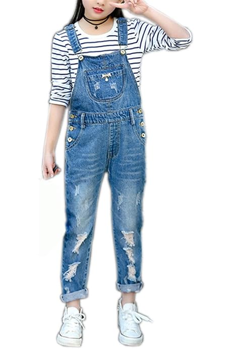 Girls Big Kids Denim Overalls Blue 