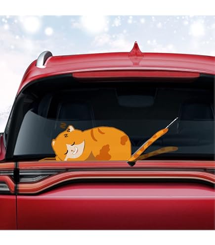 Amazon.co.jp: リアウインドウ用 ねこ＋しっぽステッカー リヤワイパー