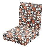 Zicac　座布団　高さが変わるクッション　食事用　フクロウ柄　可愛い　取り外し便利　麻布+密度の高いスポンジ　子供用シートクッション　様々な椅子に適用です　2歳以上キッズにご利用可能 (サイズ1, 