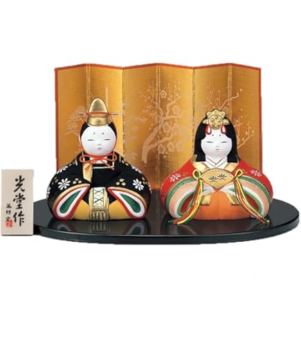 Amazon.co.jp: 薬師窯 桃の節句 ひな人形 彩絵 花錦 雛(香色) : おもちゃ