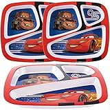 Zak ( 3パック) Disney Pixar Cars Characterプラスチック3-section Dividedキッズパーティープレート