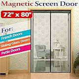 72"(w) x 80"(h) Hands Free Magnetic Screen Door for French Doors,Sliding Glass Doors and Patio Doors