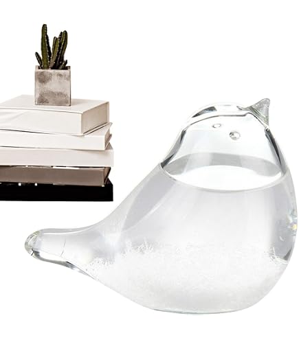 Storm Glass Weather Predictor With Wood Base - Crystal Weather Station For Home & Office Decor