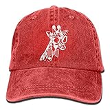 大人 デニム キャップクレージー ジラフ キリン レディ モー モー 今季最新 ウトドア ハット オールシーズン 紫外線対策 日よけ 小顔効果 プリント付き 無地 レッド