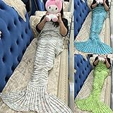 20 波人魚毛布 180 * 90 CM 波形状人魚姫の尾ブランケットハンドメイドのかぎ針編みソファバッグマーメイド寝袋のクリスマスのギフトの眠りの部分