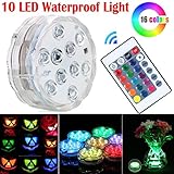 SLBSTORES?10-LED RGB Submersible LED Light Multi Color Waterproof Wedding Party Vase Base Floral Lig