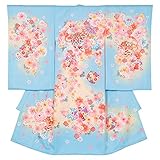 女の子初着 お宮参り着物 ポリエステル 水色 まりに桜