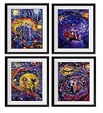 uhomate 4個ジャックサリー・Jack and Sally Nightmare BeforeクリスマスVincent van Gogh starry nightポスター壁アート記念ギフトベビーギ