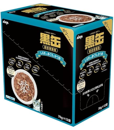 Amazon | アイシア 黒缶パウチ15歳頃からのまぐろとかつお 70g×12袋