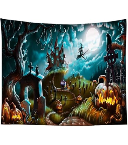 Amazon.co.jp: LB ハロウィン飾り 壁掛け タペストリー 満月とジャック