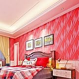 (ハンメロ)HANMEROのりなし壁紙 波 フリース シルバー シンプルモダン 1ロール（53cm×10m） (レッド)