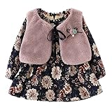 sutebagoワンピース ベビー 長袖 春 秋 冬 ドレス 裏起毛 ガールズ ボレロ 2点セット ベスト+ワンピース 可愛い カジュアル フォーマル 女の子 子供服 結婚式 入園式 120cm