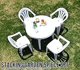 スタッキング お買い得 ガーデンテーブル 5点セット （ホワイト） テーブルセット パラソルも設置可能 本州送料無料