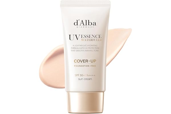 d'Alba Cover Beige Tone Up UV Essence Sun Cream 50ml - SPF 50+/PA++++ Makeup Base, Sunscreen, Serum, Sweat and Water Resistan