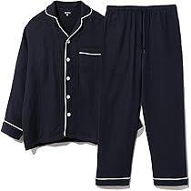 BAKUNE Pajamas Gauze S ネイビー BAKUNE Pajamas Gauze / 上下セット（長袖バンドカラーシャツ