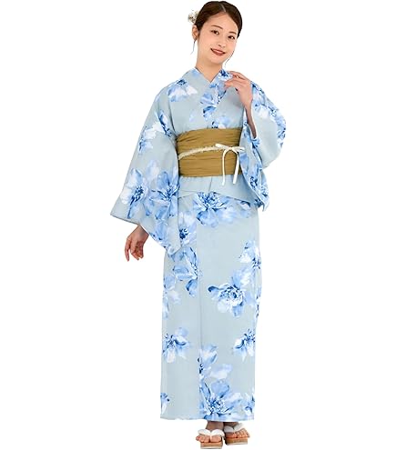 Amazon.co.jp: 夏色の向日葵しらべ藍Dita オトナ浴衣 ゆかた・帯