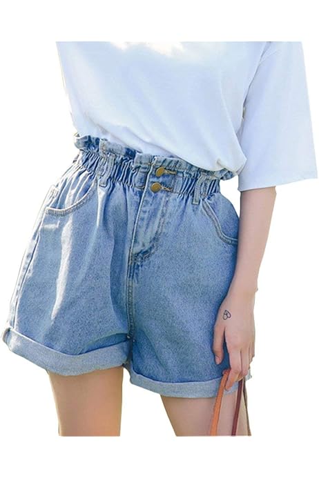 high waisted denim shorts