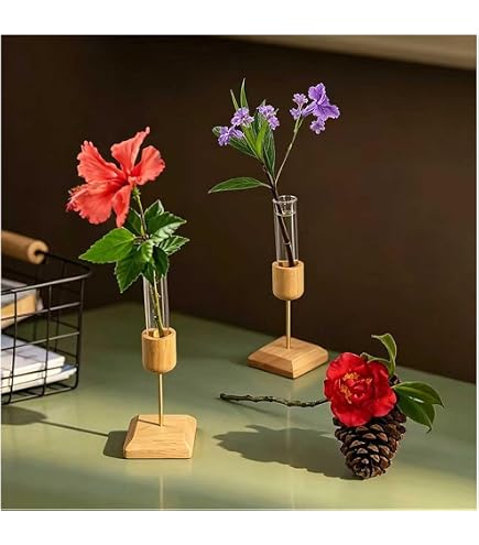 Amazon.co.jp: 高ホウケイ酸ガラス製試験管花瓶6個入り 専用スタンド