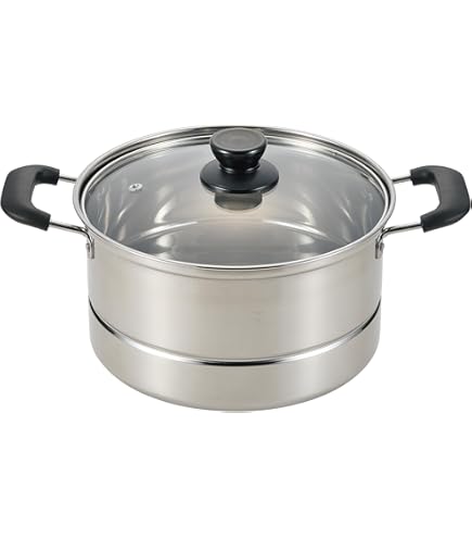 ステンレス製両手鍋 18cm ガラス蓋付き*3 両手鍋 18cm IH対応 チーノ ステンレス製 3層底 ガラス蓋付き （ なべ