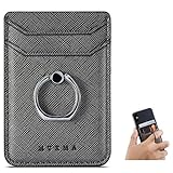 Lnobern スマホ カードポケット スマホ 背面 カードホルダー 貼り付け MUXMA 背面収納カードホルダー PUレザー カード入れ リング付き 落下防止 スマホケースカード収納ICOCAやsuicaなど 全機種対応 (ブラック)