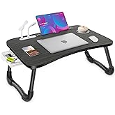 Zapuno Laptop Lap Desk, Foldable Laptop Tray with 4 USB Ports Storage Drawer and Cup Holder, Desk Stand for Bed Lap Tray Port