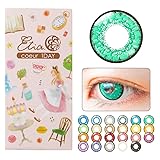 エティア-クールワンデー-全23色【1箱6枚入り】宝石発色の2次元カラコン グリーン 緑 フォレスト -0.00 度なし