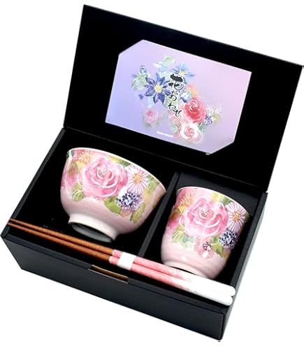 Amazon｜セラミック藍 花あわせ 飯碗湯呑 クレマチス 若狭塗り箸付