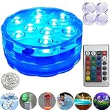 PUGU 潜水ライト フローティング 10個高光度LED素子 16カラ―ライト リモコン操作 電池交換再利用可 IP68防水 イルミネーション ストリング アクアリウム デコレーション 水族館 水槽 