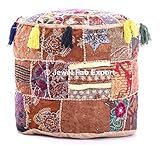 Indian PoufボヘミアンパッチWork Ottomanカバー、従来ヴィンテージIndian Pouf床、100コットン、のみカバー、フィラーNot Included、ボヘミアンパッチWork 