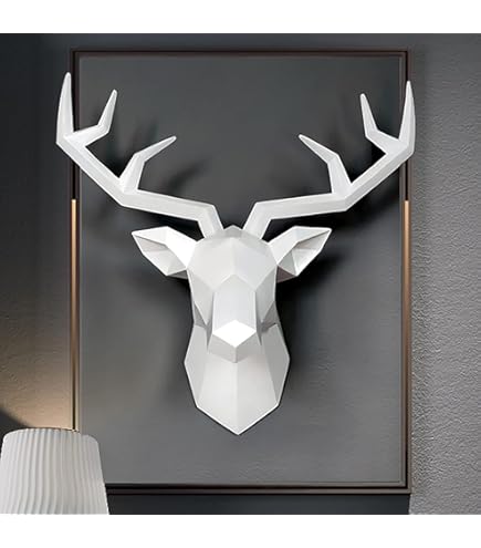 壁掛けオブジェ【鹿】 | 輸入家具・イタリア家具専門店 アペルソン【公式】海外インテリア・家具通販 Farigrut鹿の頭 3D 壁掛け 鹿 オブジェ 壁飾り アニマルヘッド 幾何学模様 黒鹿の角 壁 装飾 インテリア 壁吊り 樹脂