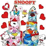 【男の子用スヌーピー】（メリーズS）スヌーピーのスタイとタオルの おむつケーキ オムツケーキ (ハンカチタオルの種類【ボーダネイビー】)