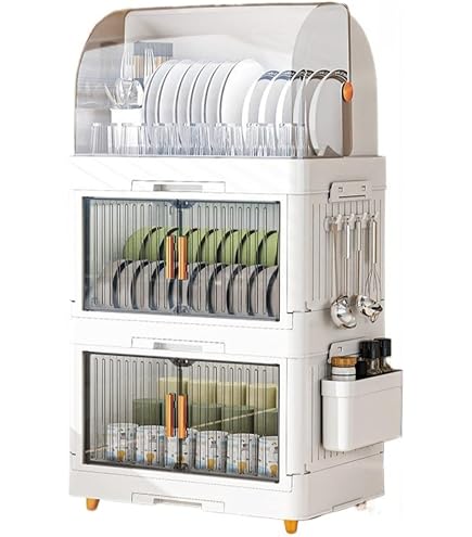 Amazon｜キッチン 水切り水切りラック 食器ラック カバー付き 2段